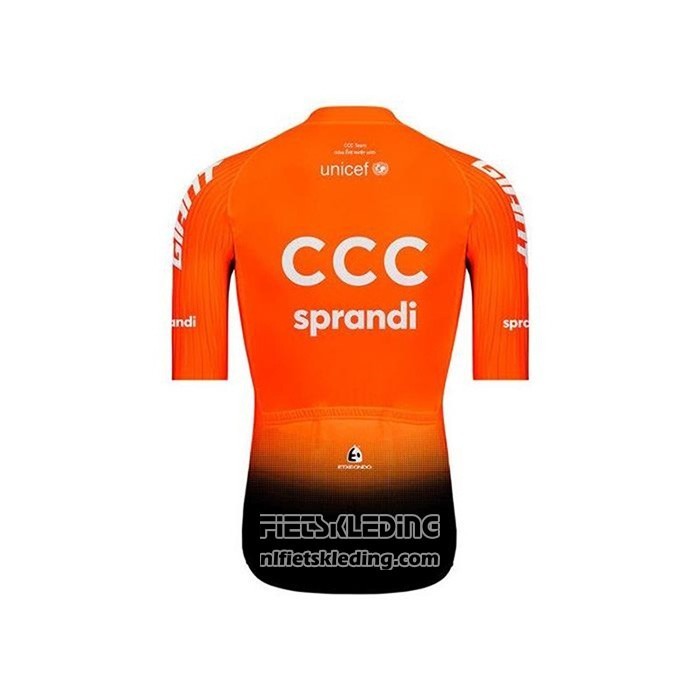 2020 Fietskleding CCC Sprandi Oranje Zwart Korte Mouwen en Koersbroek